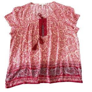 Farmers Market Women’s Plus Size-2XL Flowy Bohemian Hippie Flutter Sleeve Blouse